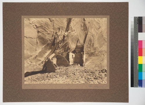 Three-story ruin in Canyon del Muerto. Ground plan shows it to have contained twenty rooms. Arizona