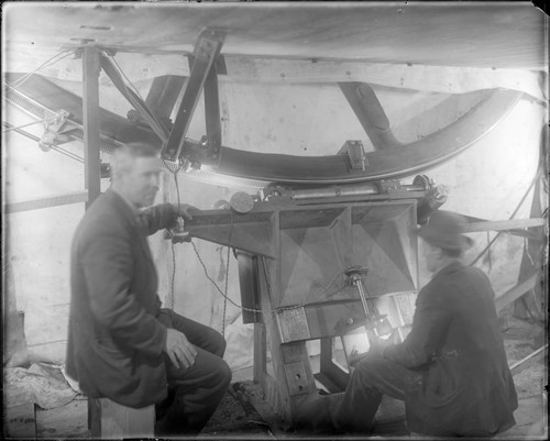 Cutting the worm gears of the 100-inch telescope, Mount Wilson Observatory