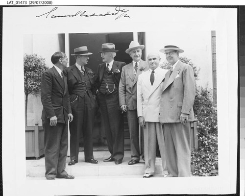 Harry Chandler outdoors with Samuel Goldwyn and others