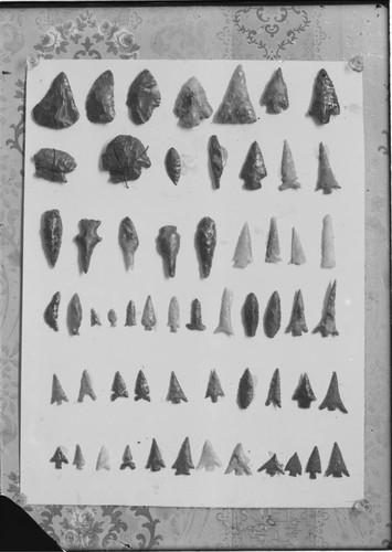 View of collection of arrowheads