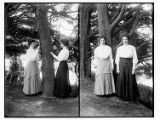 Two young women and trees, Merced Falls, Merced County (two views)