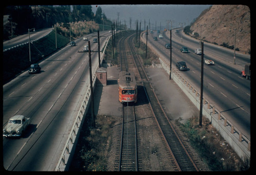 Pacific Electric Railway car in Cahuenga Pass