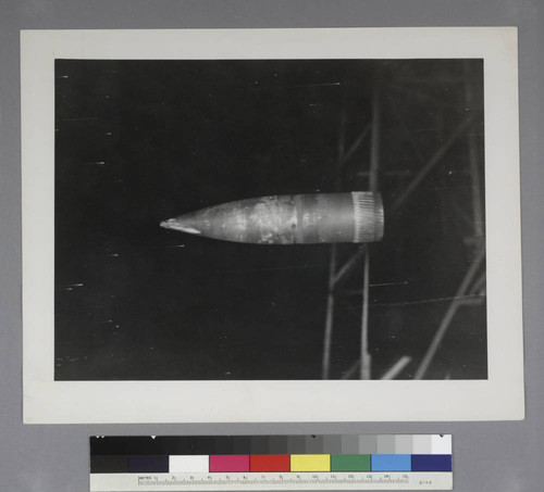 Eight-inch blassistic shell 150 feet beyond muzzle, U.S. Army Ballistic Laboratory