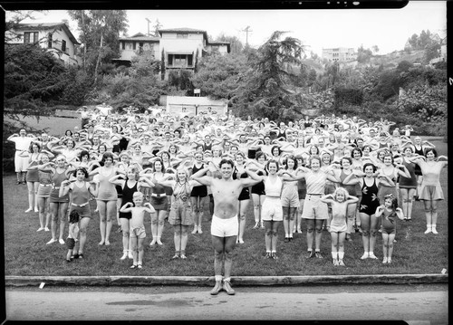 Paul Bragg and hikers, Hollywood Hills, Los Angeles. approximately 1930