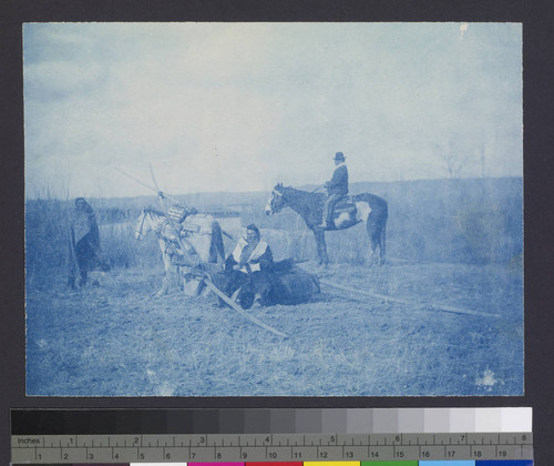 Plains Indians with travois and horses. [Duplicate]