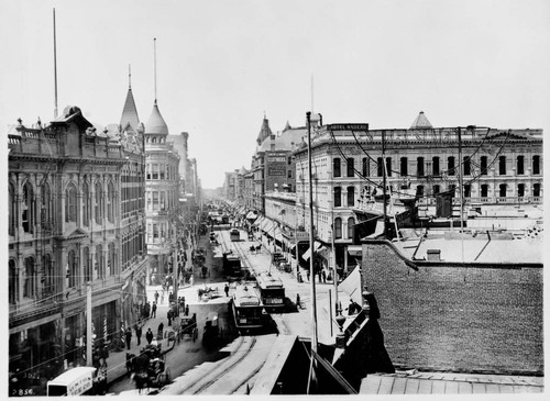 Los Angeles Central, Spring Street South from First Street. approximately 1900