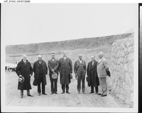 Harry Chandler and others inspect Mulholland Dam site