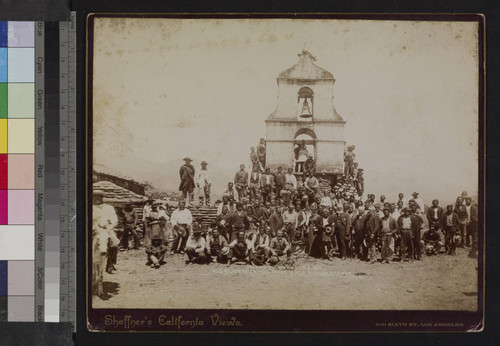 Indian Chiefs and Old Silver Bells and Tower, Pala Mission