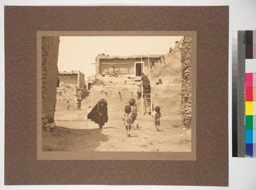 Hopi Indians in the pueblo of Oraibi, 1890