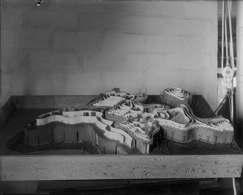 Second model of Mount Wilson Observatory, under construction, showing topographical relief