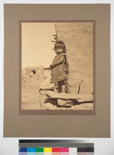 Hopi Child, how he looked and felt when garbed in the White man's clothing. Pueblo of Oraibi, Arizona