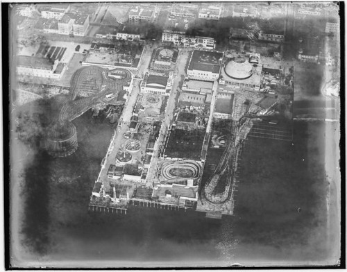 Aerial view of Pickering and Lick Piers, Ocean Park, California