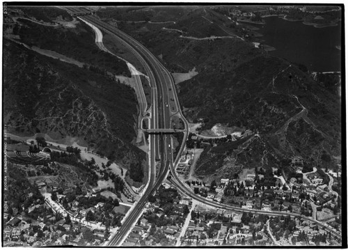 Aerial view of Cahuenga Pass, Hollywood, California