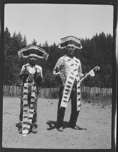 Yurok Jump dance. Oliver Luddington, left, and John Luddington