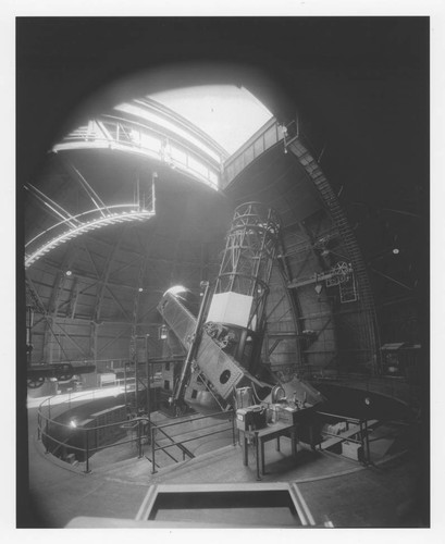 The 100-inch telescope inside its dome, Mount Wilson Observatory