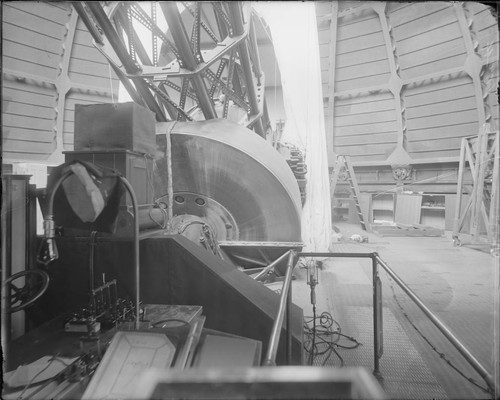 Assembled 60-inch telescope mount, inside dome at Mount Wilson Observatory