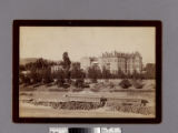 Train cars near St. Vincent Sanitarium, Los Angeles