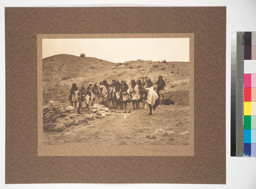 Hopi Indians participating in the Flute Ceremony, Mishongnovi, Second Mesa, 1890