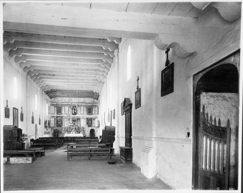 Mission Santa Inez. Inside church looking toward altar