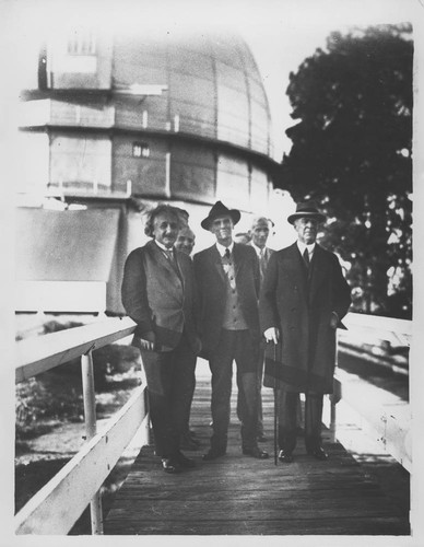 Albert Einstein, Walther Mayer, Walter Adams, Arthur King and William Campbell, Mount Wilson Observatory