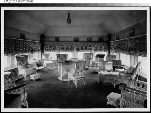 Interior of a sitting room at Vermejo Ranch