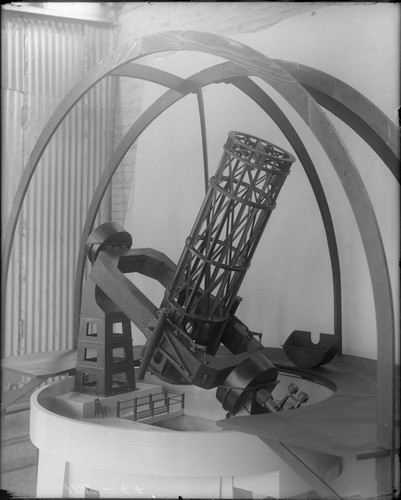 Model of the 100-inch reflecting telescope, dome frame, and pedestal