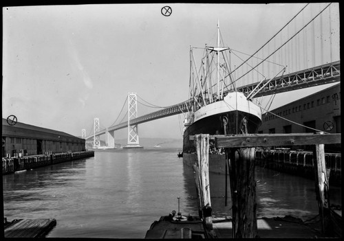 Oakland Bay Bridge with "Oregonian" at dock