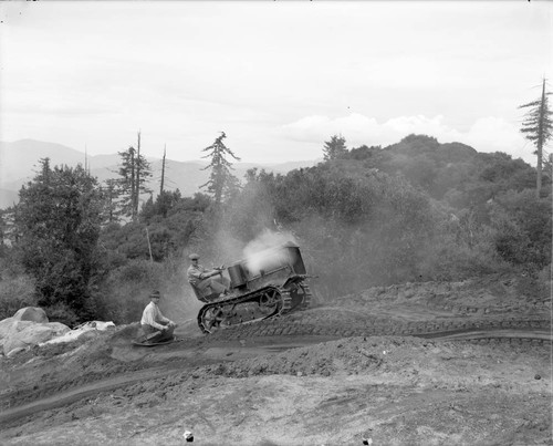 Grading the land at the construction site for the new cook's house, Mount Wilson