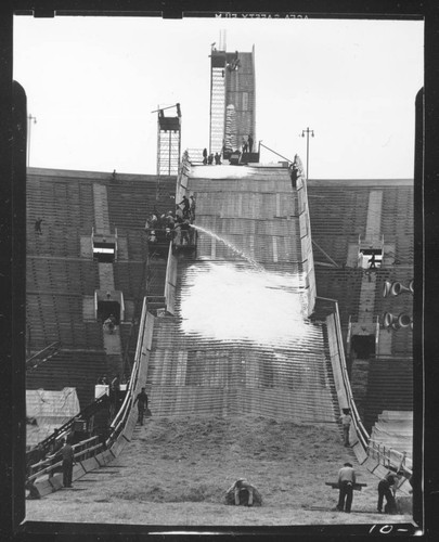 Ski jump, Los Angeles Memorial Coliseum, Los Angeles. 1938