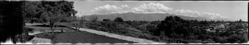 Town, road, and mountains