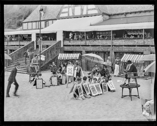 Human card game at Gables Beach Club, Santa Monica