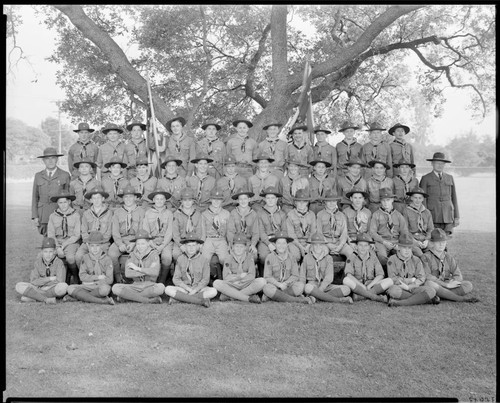 Boy Scout troop, Polytechnic Elementary School, 1030 East California, Pasadena. May 17 - 23, 1938