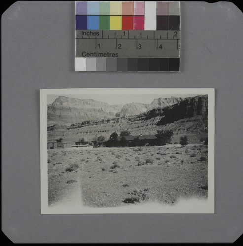 Adobe buildings in a canyon, near the Navajo bridge, Arizona