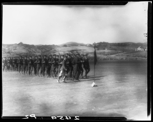 U.C.L.A. student officers' drill, first drill on opening, Westwood