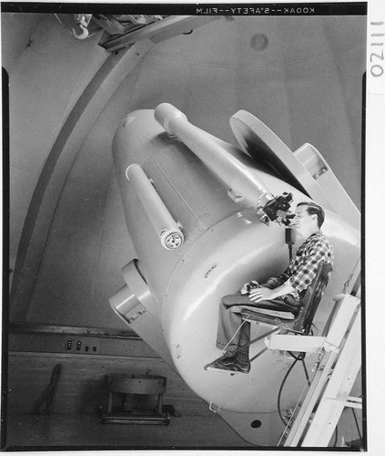 George O. Abell at the 48-inch Schmidt camera, Palomar Observatory