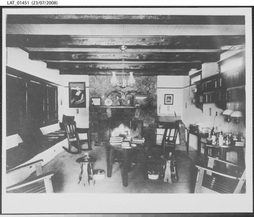 Living room at hunting lodge at Mary's Lake