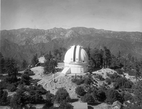 Completed 100-inch telescope building, as seen from the 150-foot tower, Mount Wilson Observatory