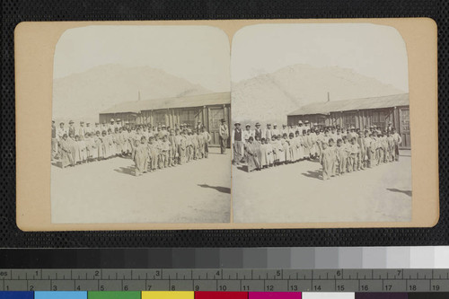 Hualapai Indian students outside a school in Hackberry, Arizona