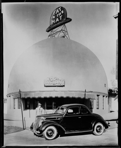 Ford coupe at Brown Derby, Los Angeles. 1936