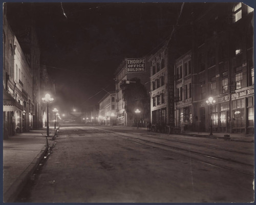 Broadway in downtown Los Angeles, at night