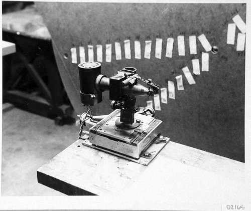 Knife-edge assembly used for testing the 60-inch telescope mirror, Palomar Observatory