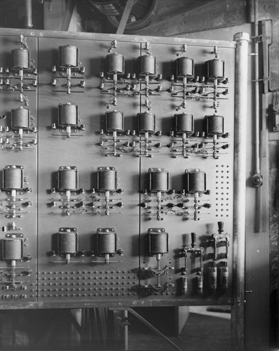 Right-most portion of the switchboard for the 50-foot interferometer, Mount Wilson Observatory