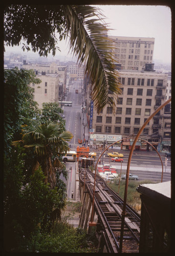 Angels Flight and view down 3rd Street