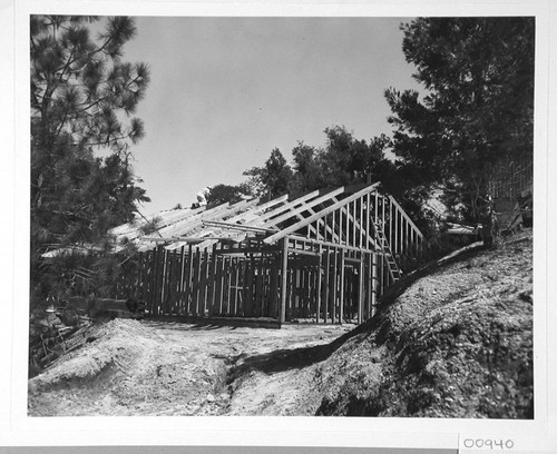 Wooden framing for a new house on Mount Wilson