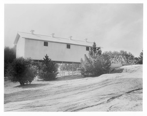 The 50-foot interferometer and its shed, Mount Wilson Observatory