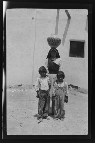 Marie Montoyo and two children in Isleta