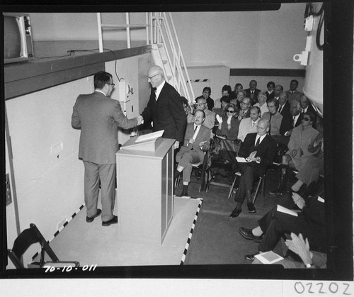 Harold Brown and Oscar G. Mayer, Jr., at the dedication of the 60-inch telescope, Palomar Observatory