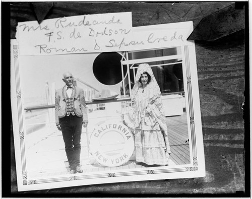 Glass negative copy of Mrs. Rudecinda Florencia Sepulveda de Dodson, and Roman de Sepulveda