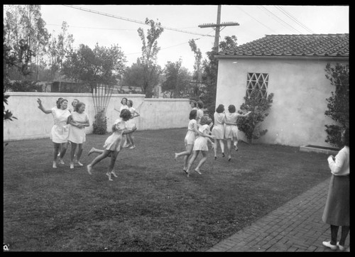 Girls dancing, Polytechnic Elementary School, 1030 East California, Pasadena. June 1939