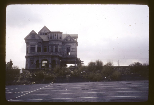 The Castle, last house on Bunker Hill, being moved